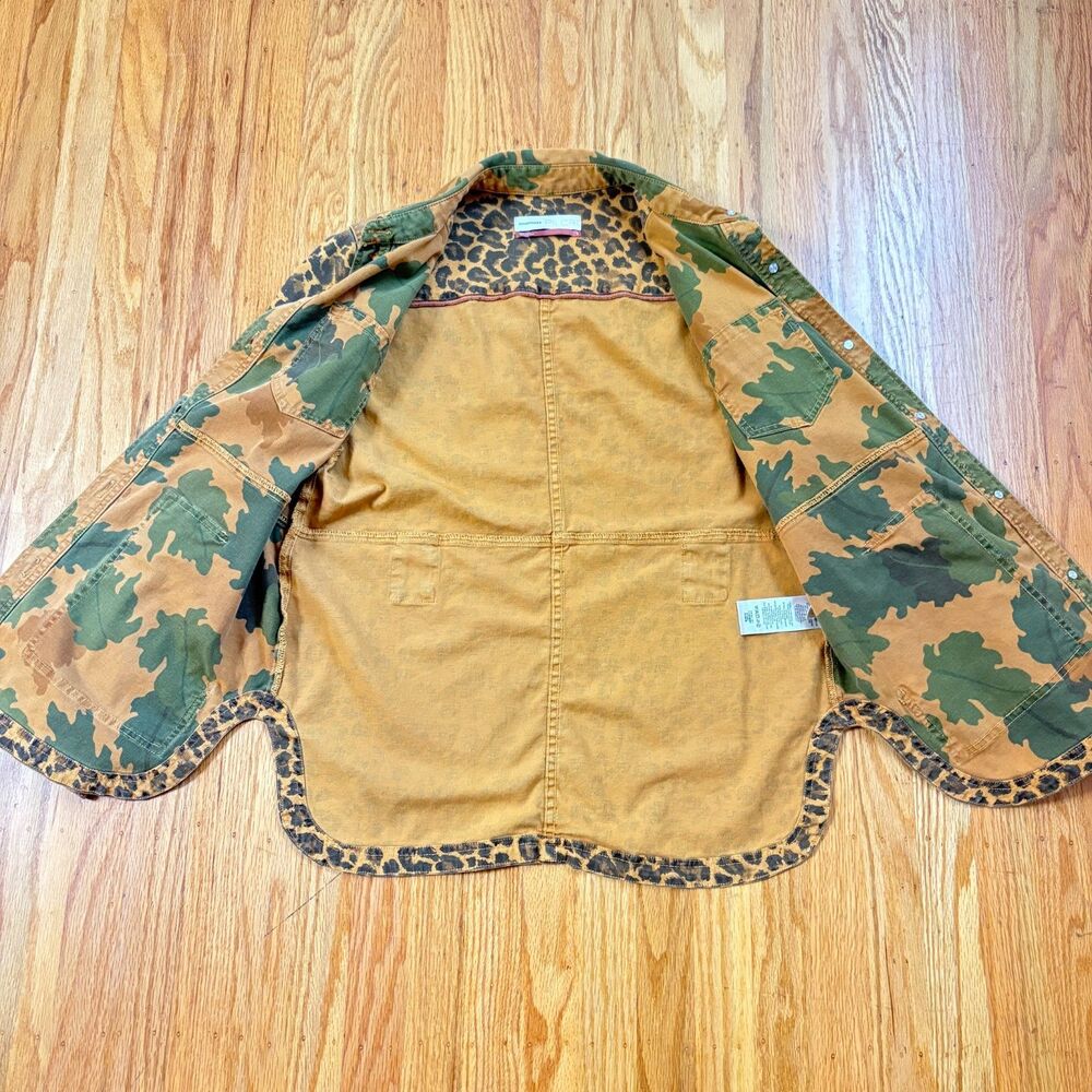 ANTHROPOLOGIE PILCRO Camo/Leopard Print Oversized Utility Jacket Womens Size S - Picture 2 of 10